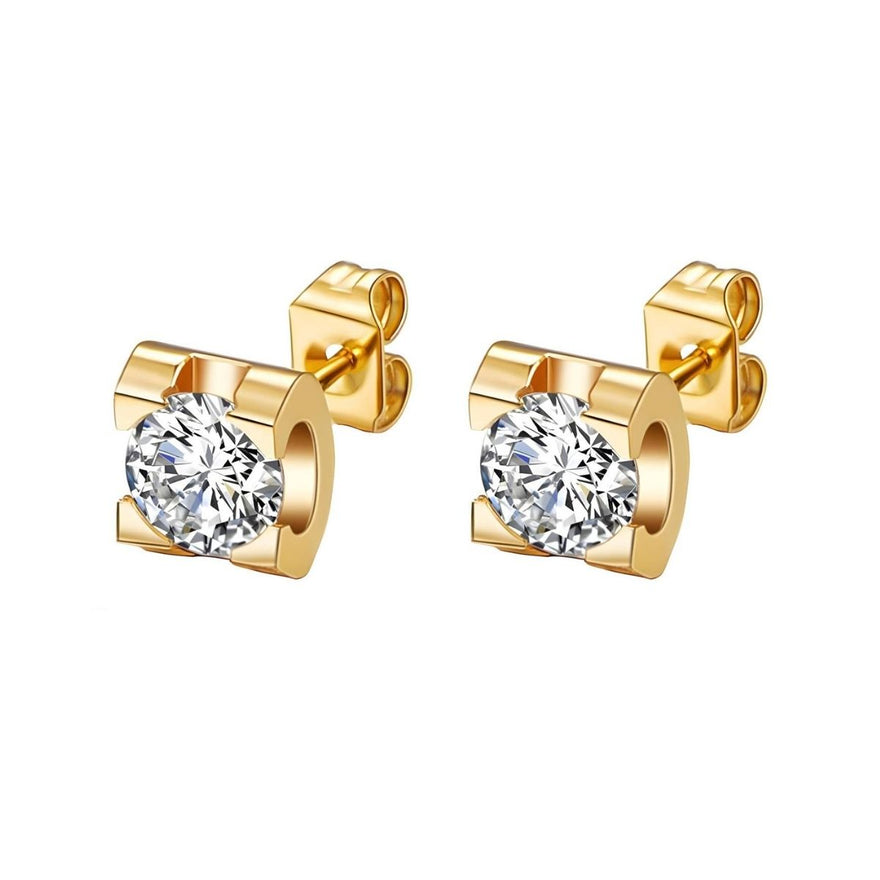 STUD EARRINGS, 18K Gold Plated Steel