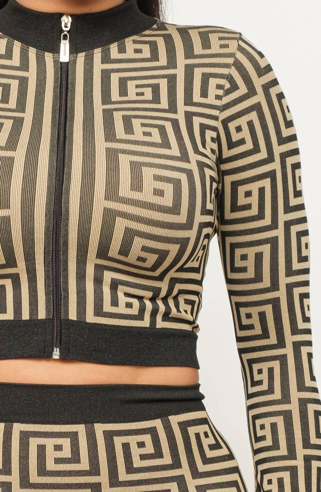 Seamless Print Zip-Up Jacket & Leggings Set
