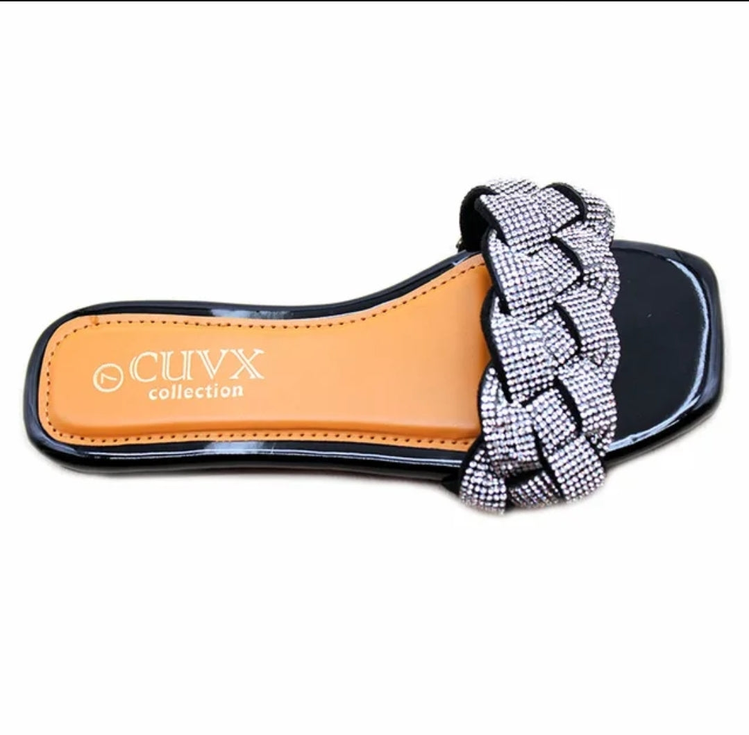 Women's fashion Braided Flat Sandals Rhinestone Sandal Comfortable Summer Walking Shoes #N4