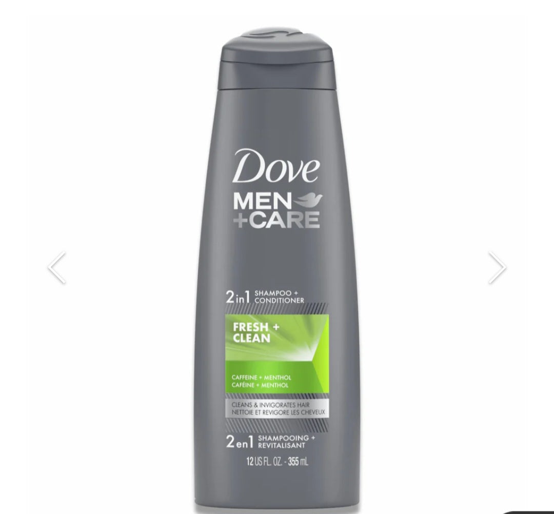 Dove - Men + Care, 2 in 1 Shampoo + Conditioner, Fresh + Clean, Caffeine + Menthol - 12 Oz - 3 Pack