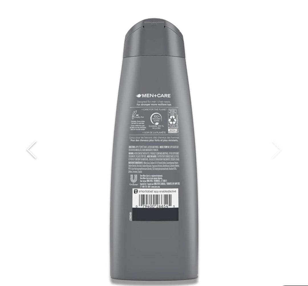Dove - Men + Care, 2 in 1 Shampoo + Conditioner, Fresh + Clean, Caffeine + Menthol - 12 Oz - 3 Pack