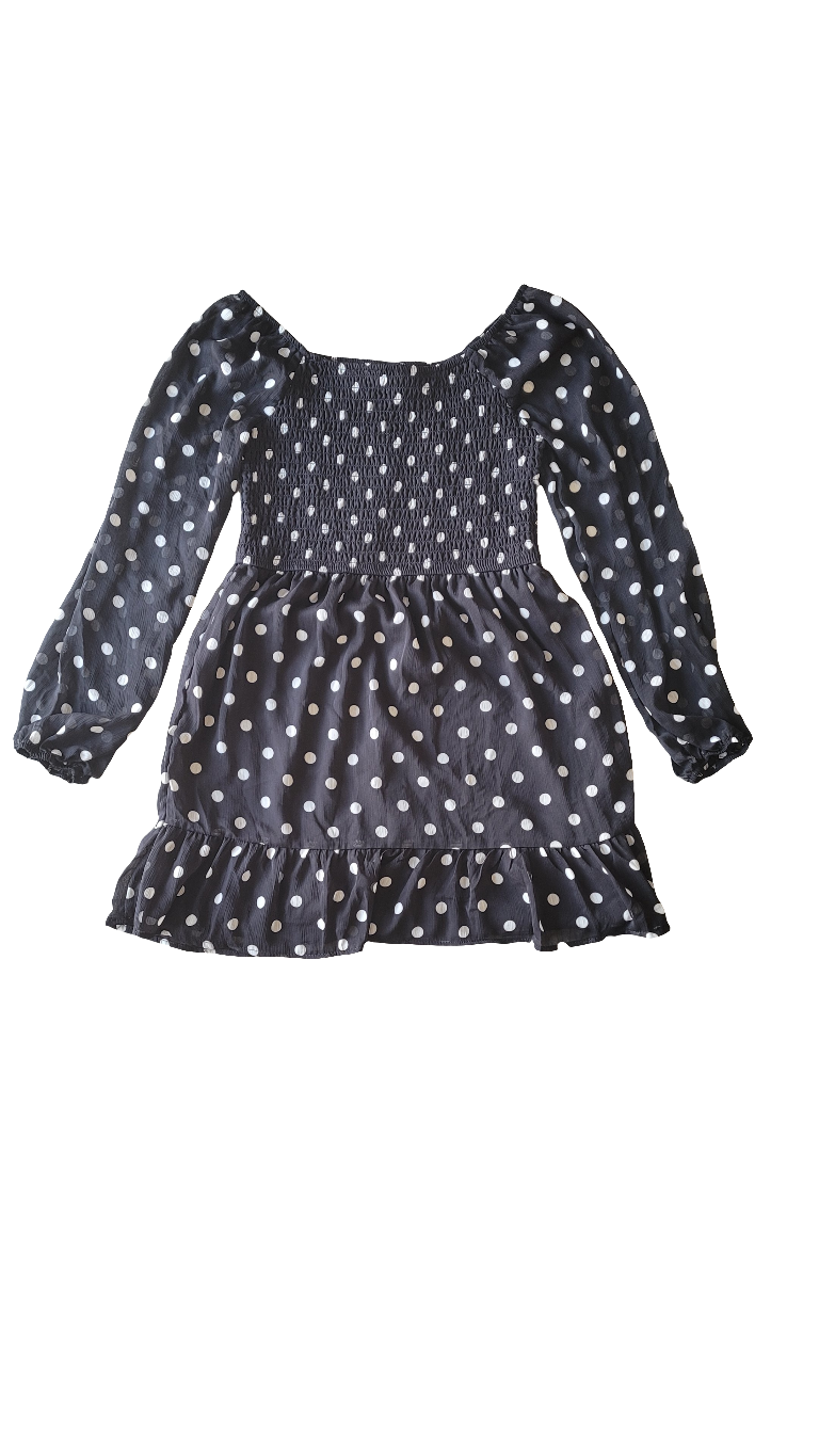 Girls Casual Long Lantern Sleeve Dresses Square Neck