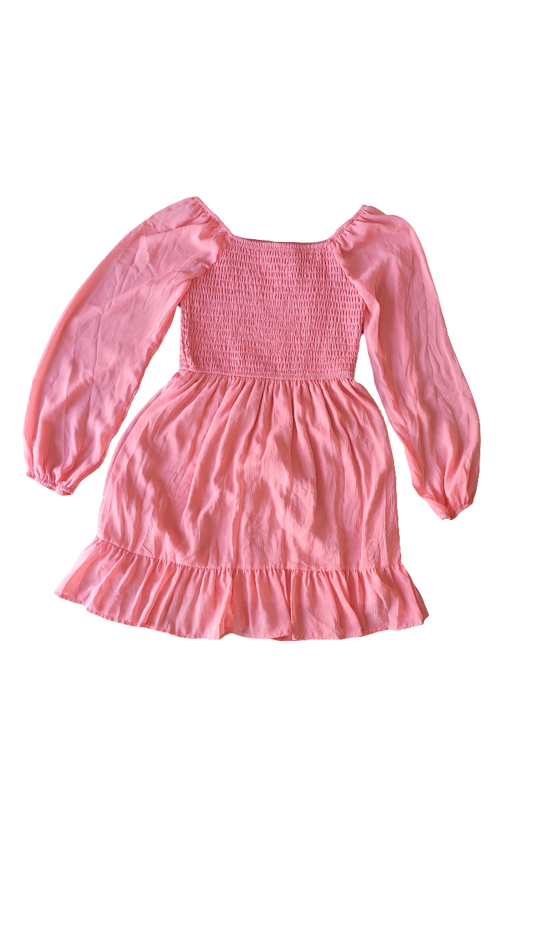 Girls Casual Long Lantern Sleeve Dresses Square Neck