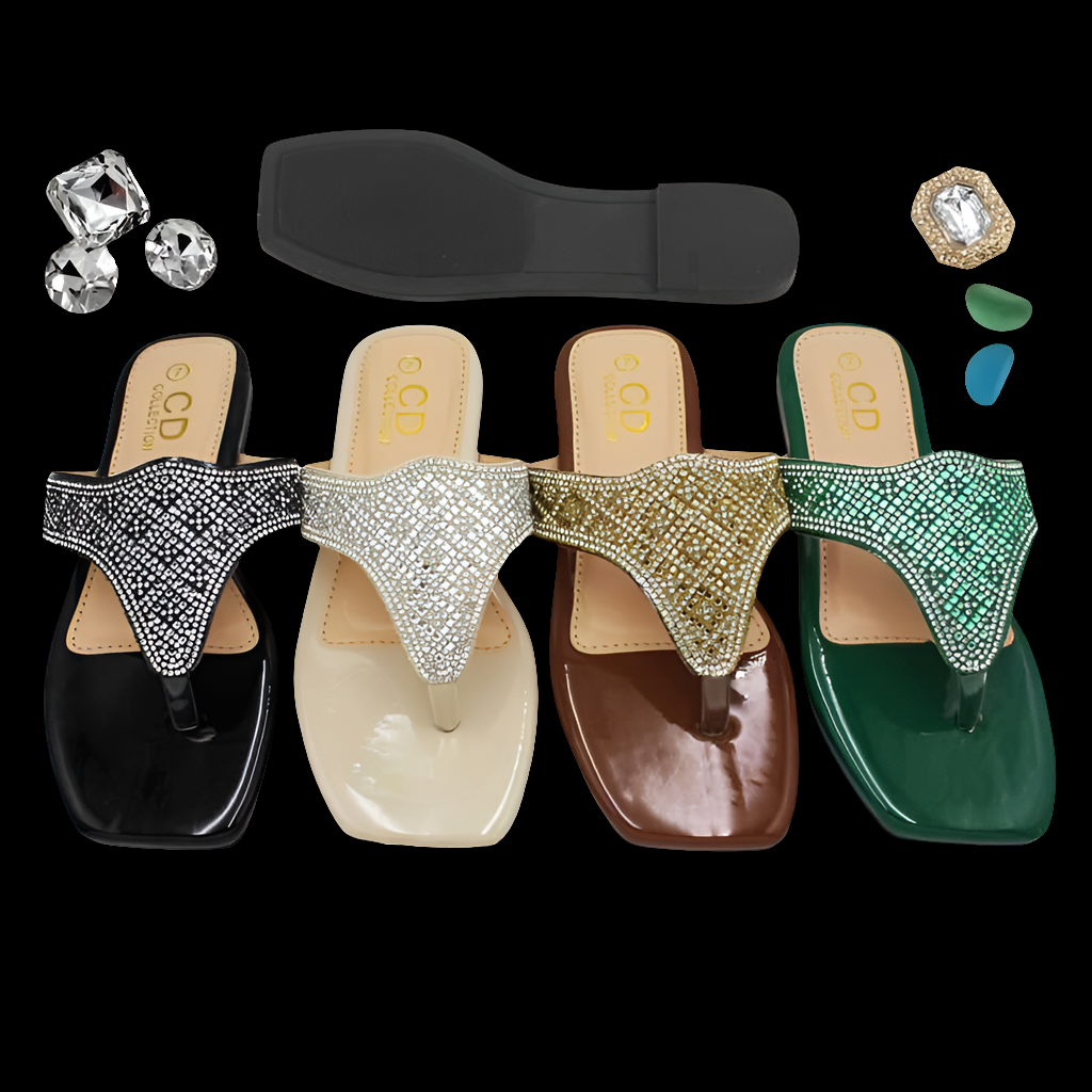 Best Leather Shiny Women Flat Sandals #N13