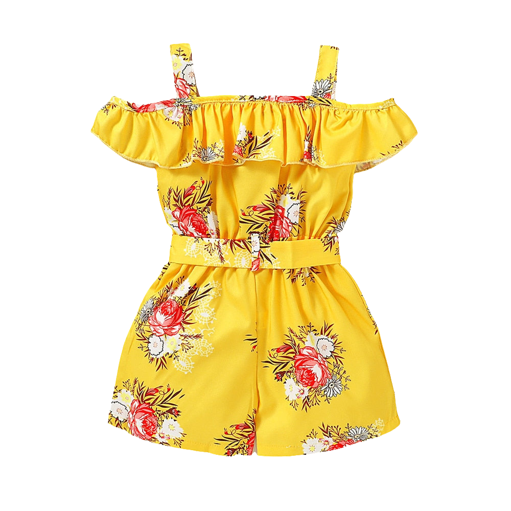 Girl Clothes Floral Belted Jumpsuit
