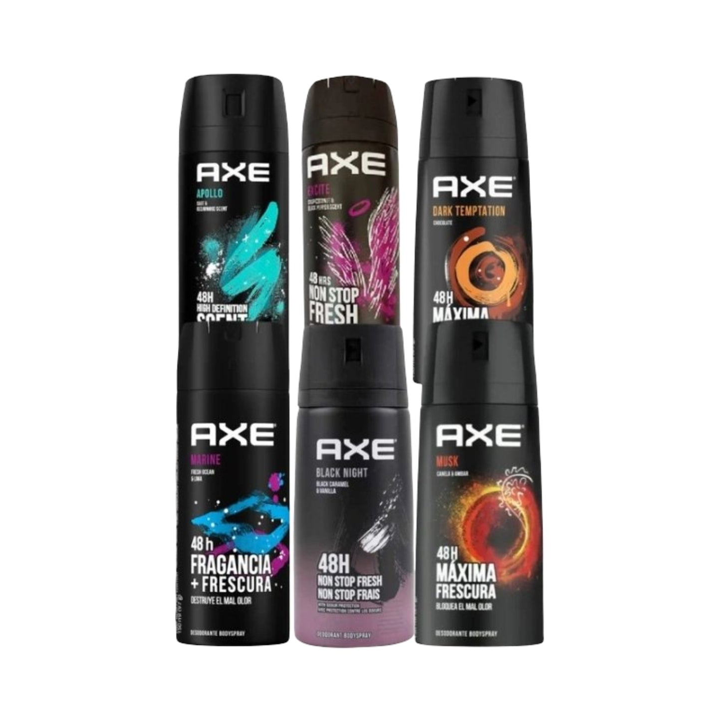 Axe Deodorant Body Spray 6 pack mixed- 6 Fragrances - 150ml/5.07oz