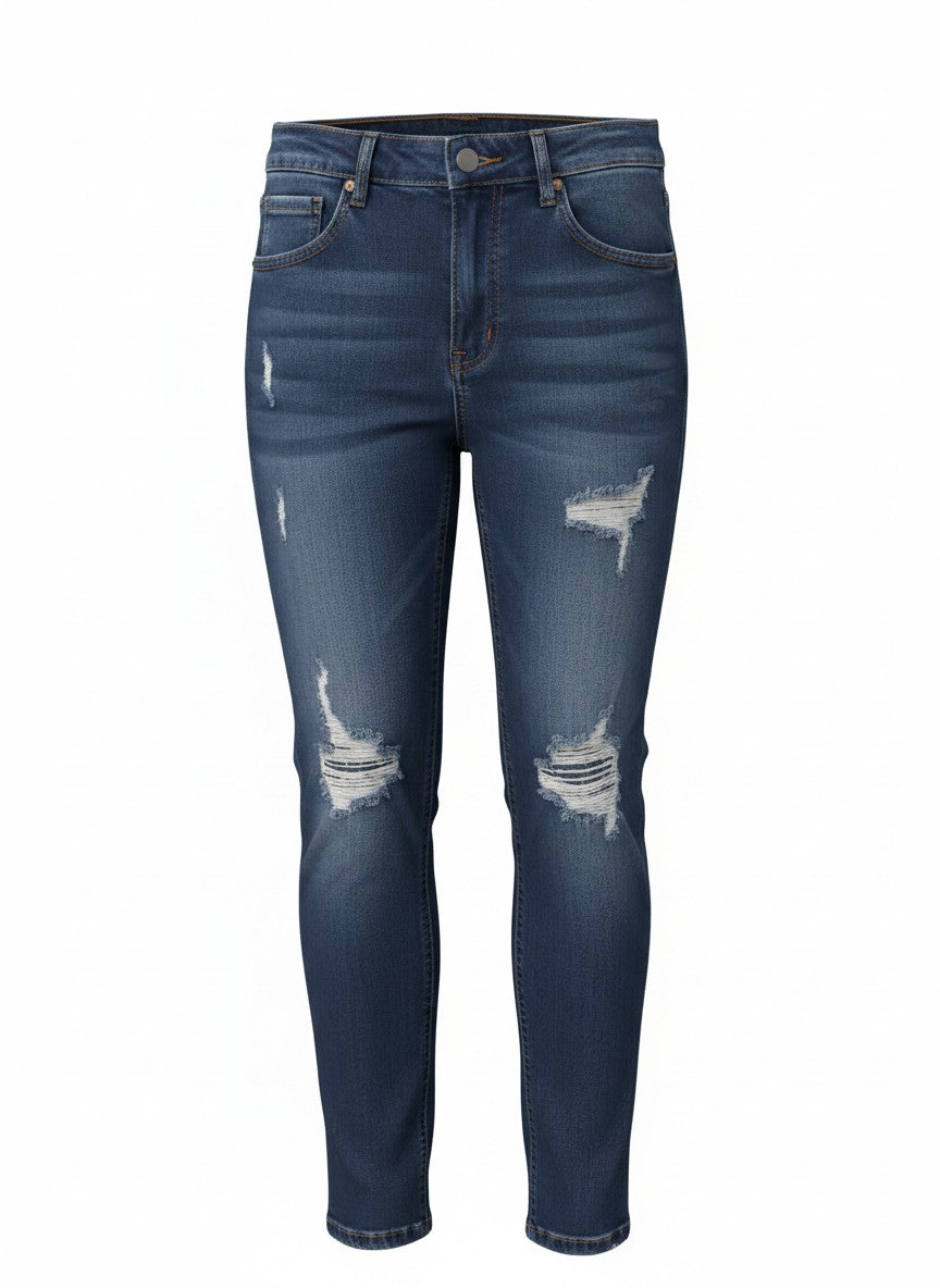 Skinny Jeans for Women, Ripped Streetwear Style in Comfortable Stretchy Denim Fabric for Everyday Casual Wear