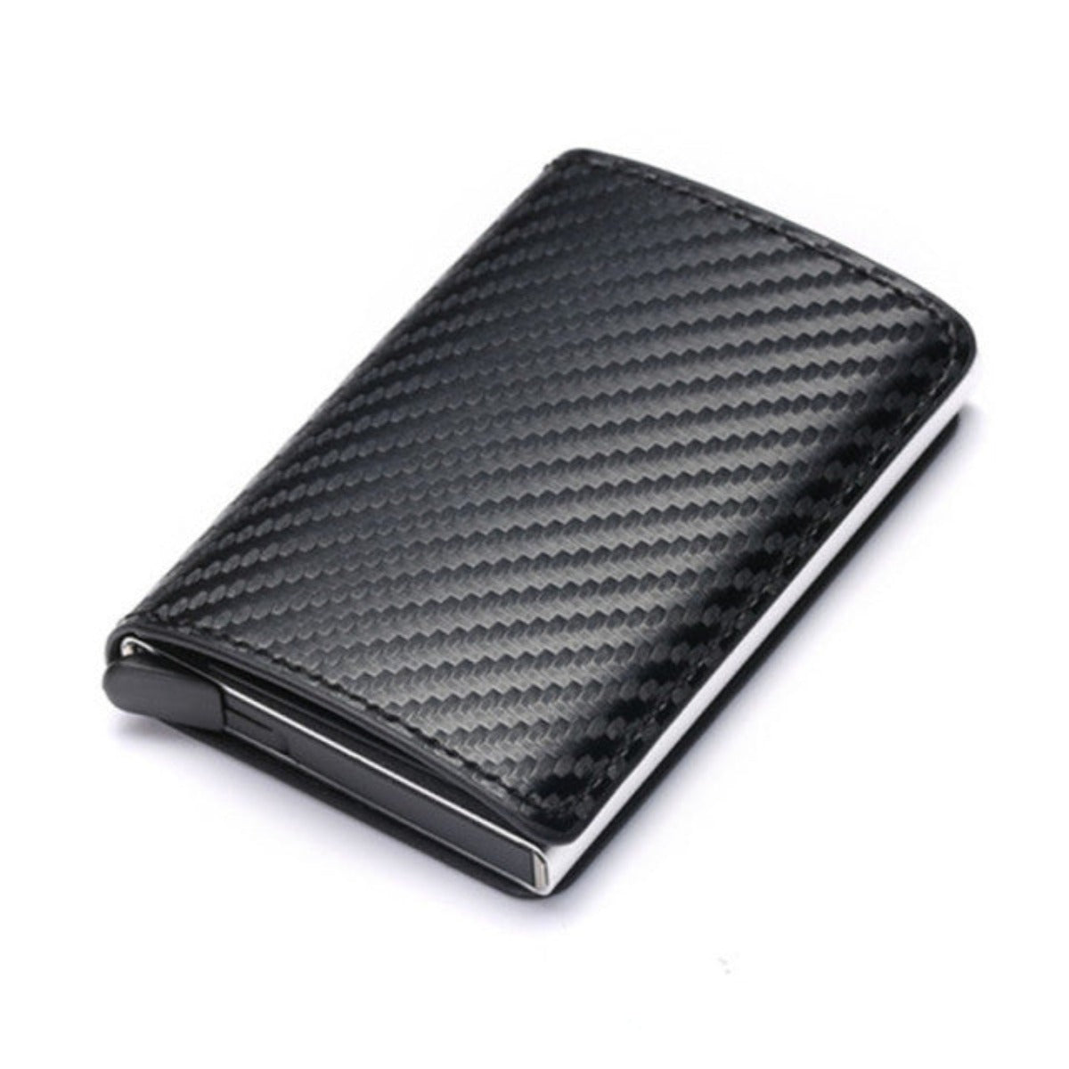 Metal Credit Card Holder Automatic Elastic PU Leather For Men