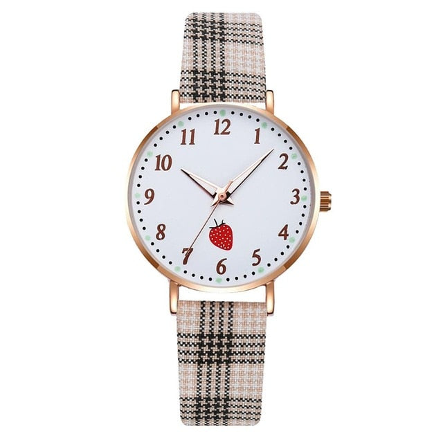 ELegant Women Leather Band Quartz Watch Fashion Clock Bracelet