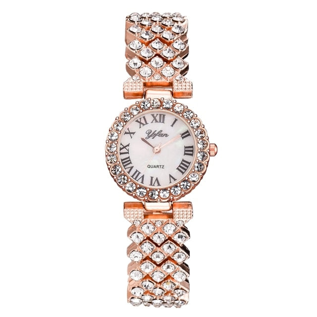 Women Rose Gold Watch bracelet 2pcs Set