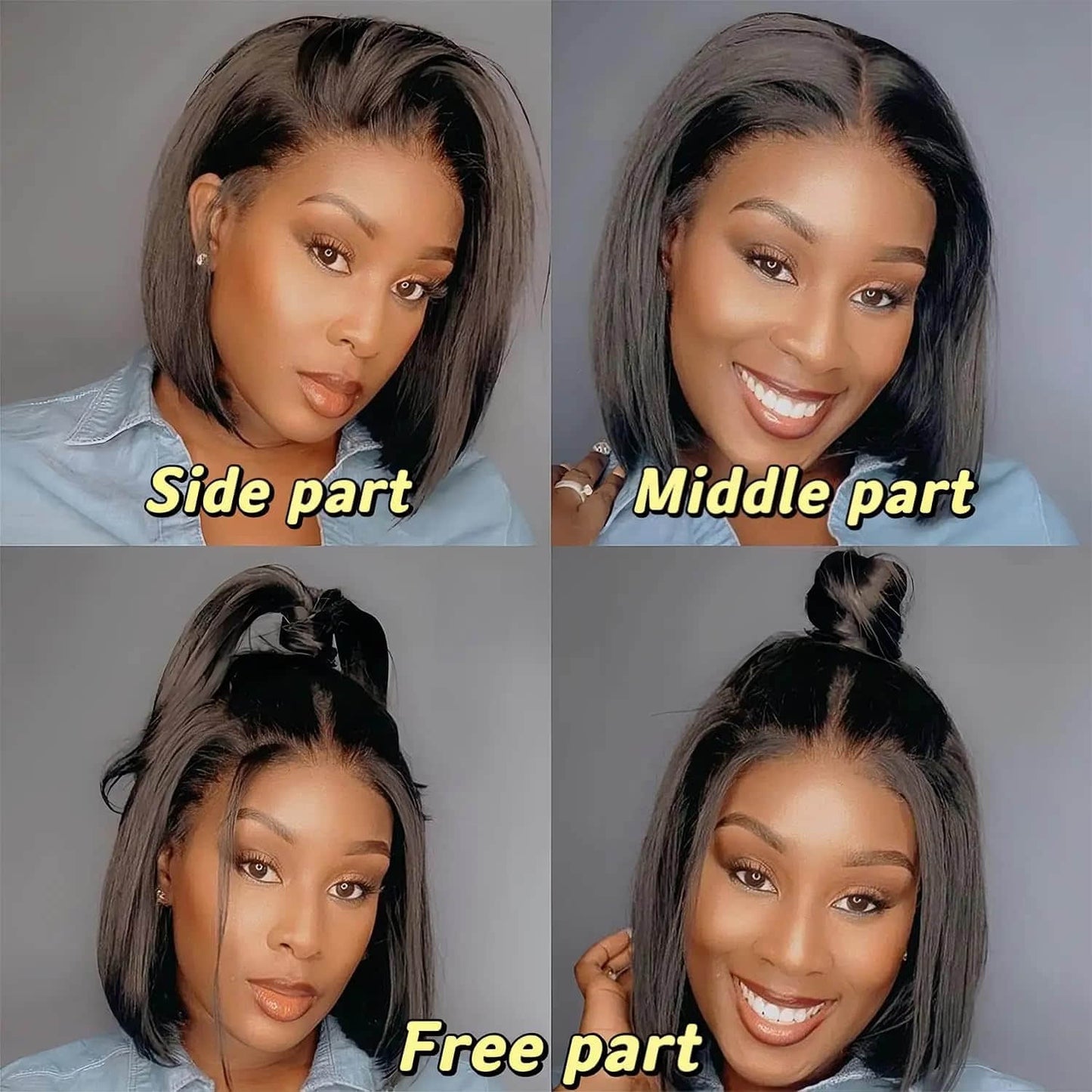 Staria Hair 13"x4" Bob Wig Transparent Lace Closure Wig #1B
