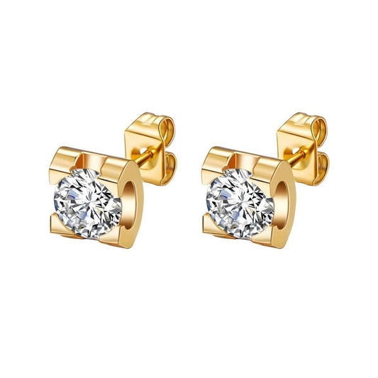 STUD EARRINGS, 18K Gold Plated Steel