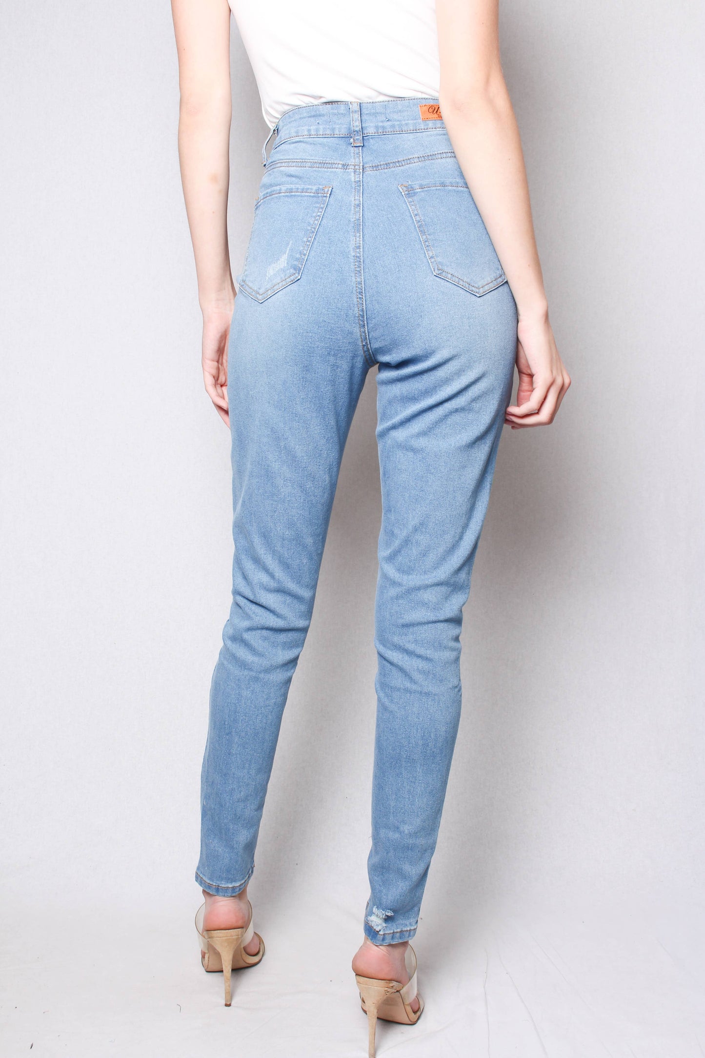 Women's High Waist Light Wash Skinny Jeans