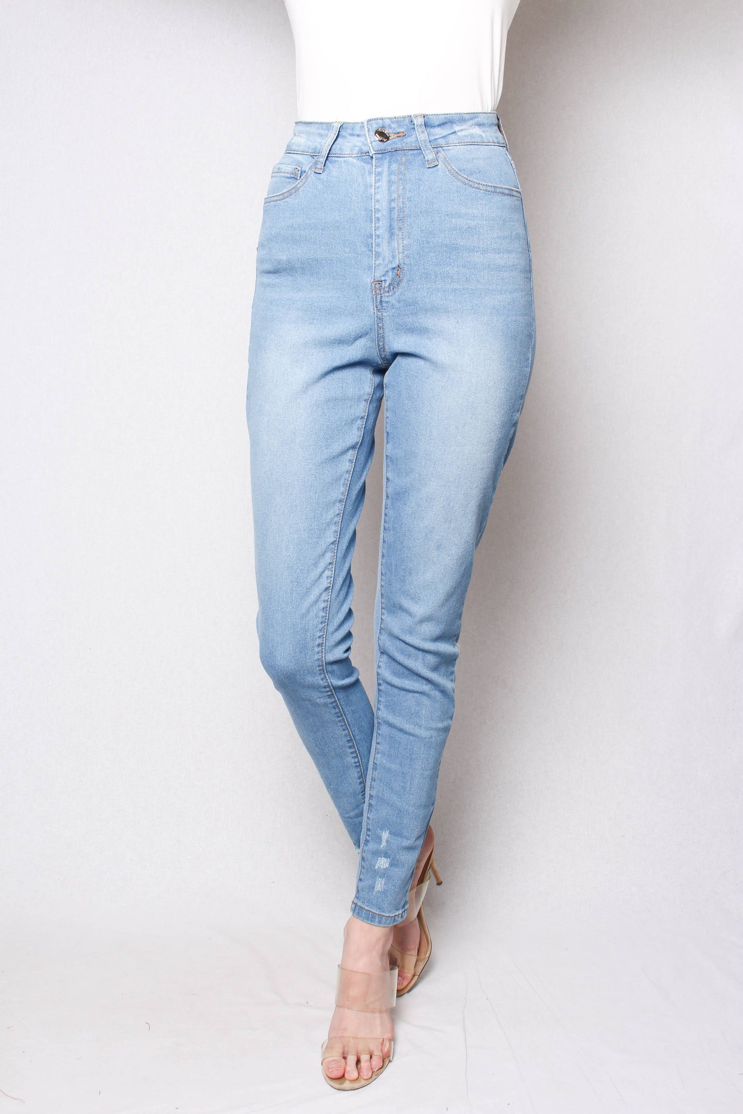 Women's High Waist Light Wash Skinny Jeans