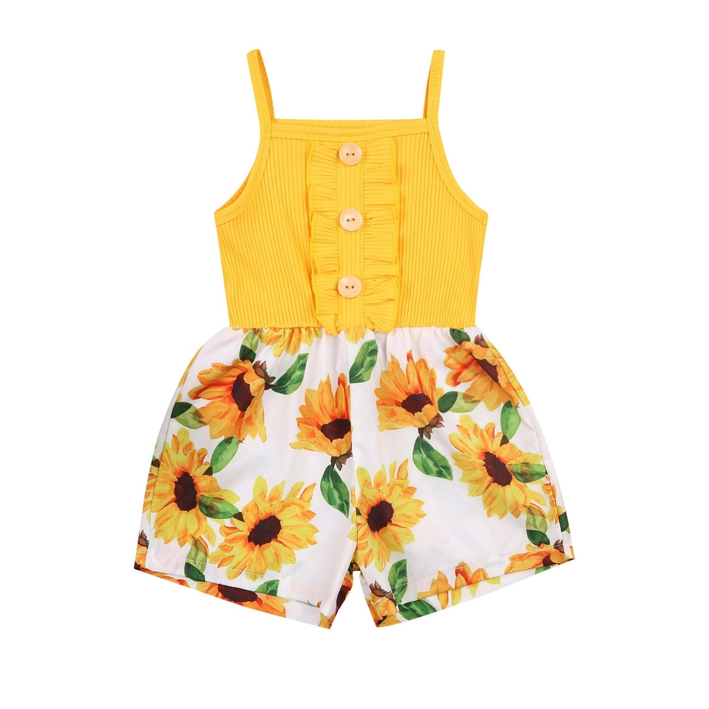 Girl's Sleeveless Printed Buttoned Bodysuit