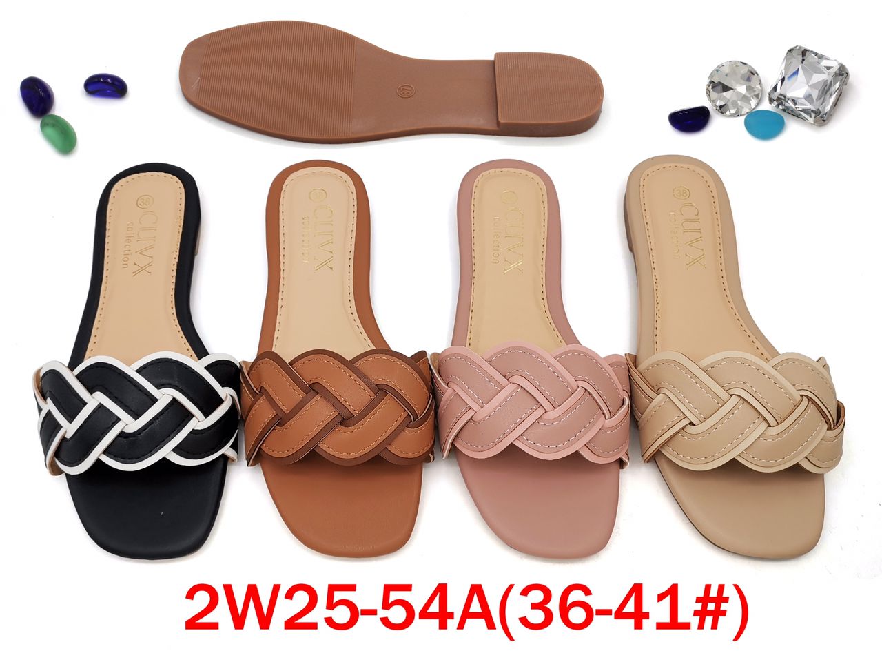 Womens Flat Sandals Fashion Round Open Toe Slip On Slides with Braided Strap Slippers for Summer size(36-41)