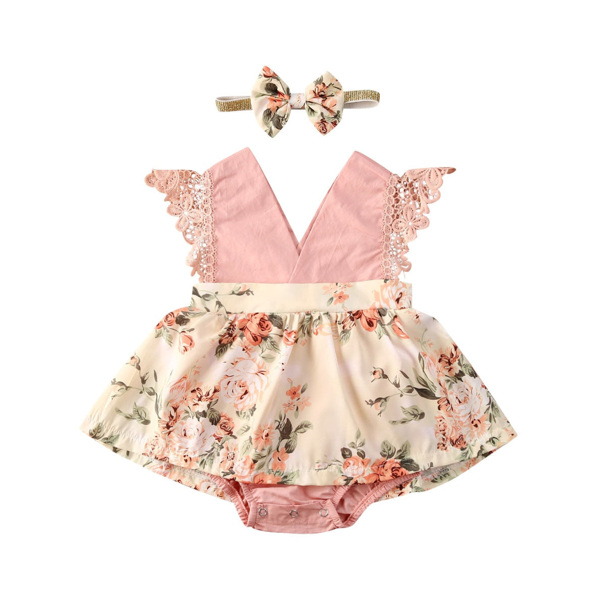 Baby Summer Sleeveless Sunsuit with Headband