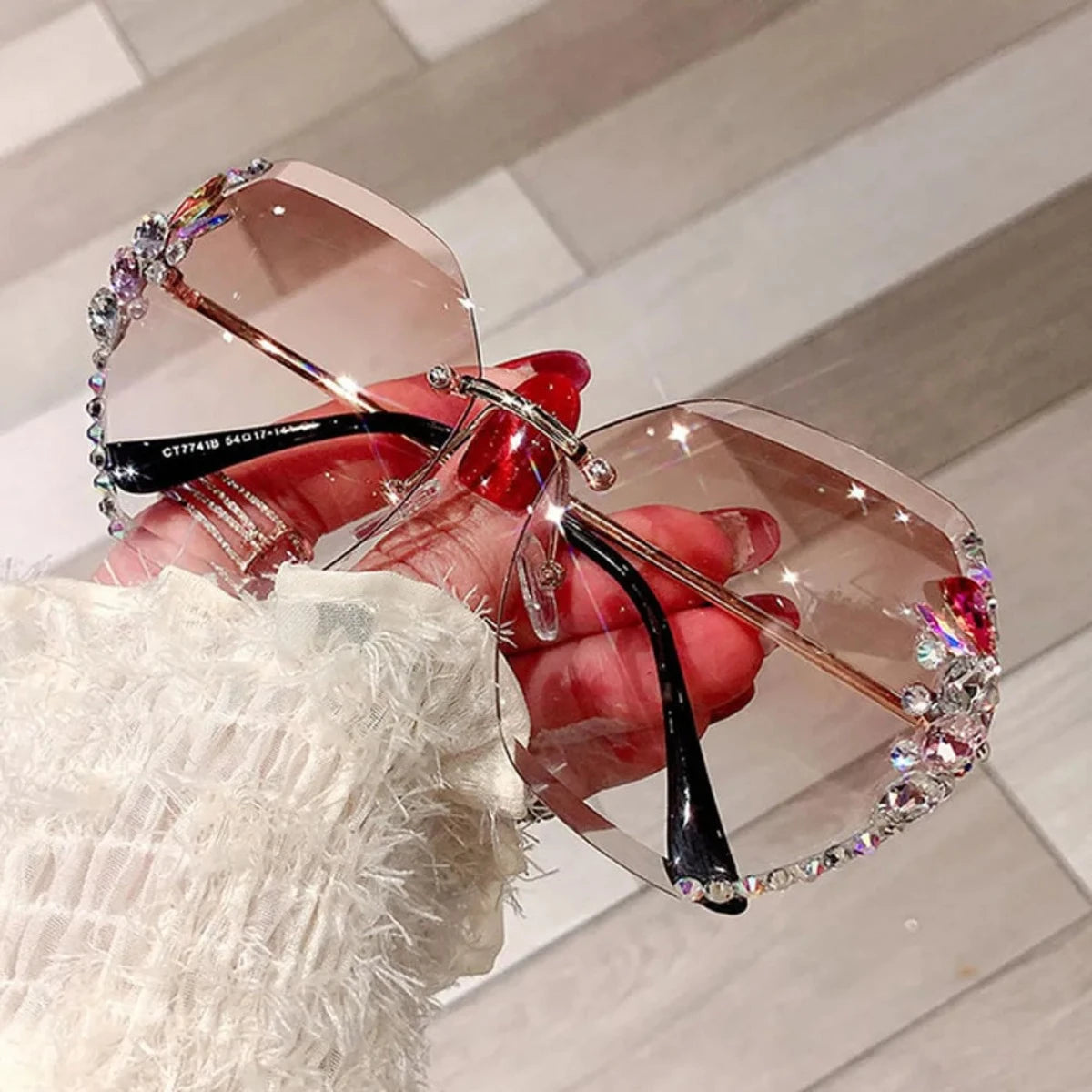 Rimless Rhinestone Women Sunglasses