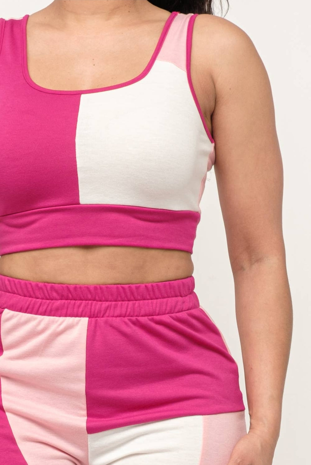 Color Block Tank Top & Waist Band Pants Set