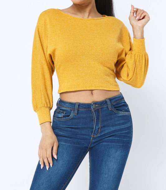 Poly Haccy Dolman Long Sleeve Crop Top