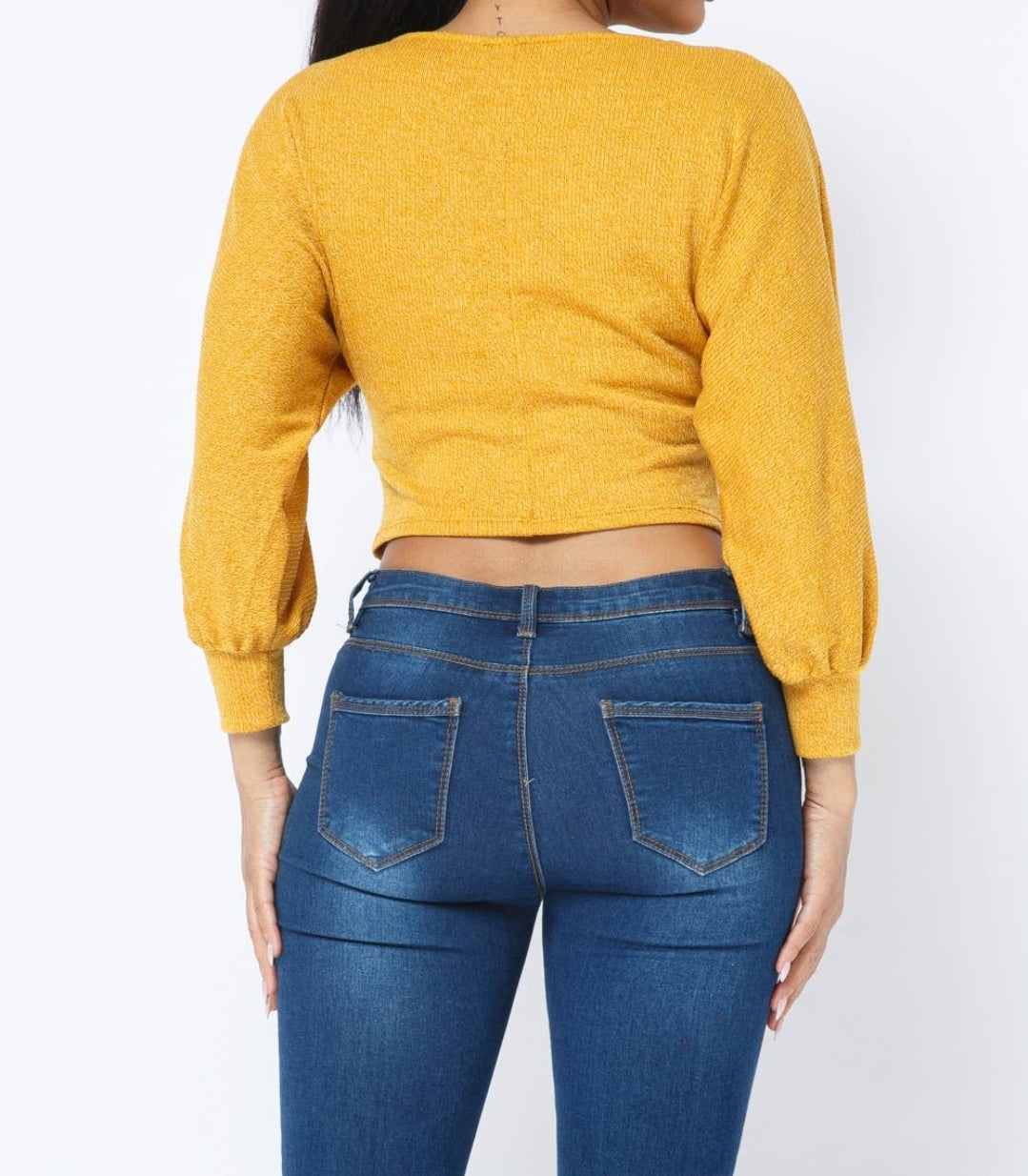 Poly Haccy Dolman Long Sleeve Crop Top