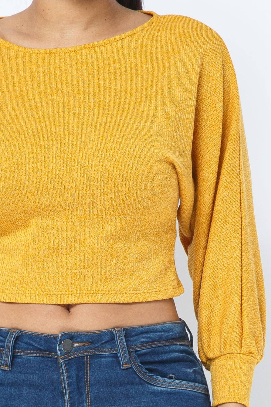 Poly Haccy Dolman Long Sleeve Crop Top