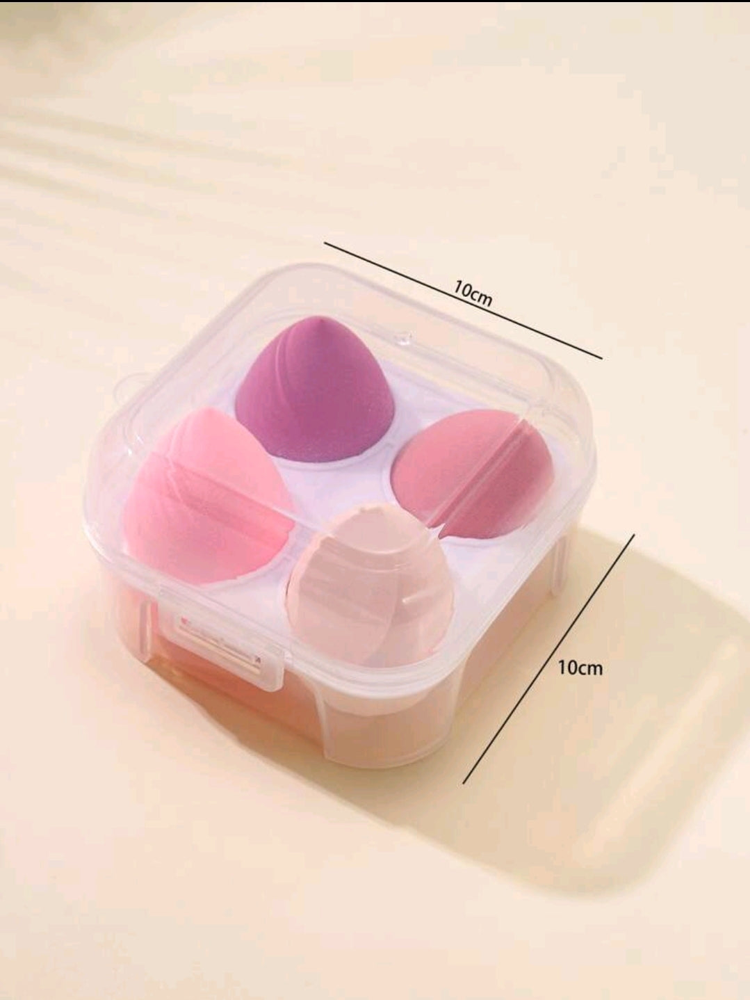 4pcs/set Makeup Sponge With Storage Box Organiser