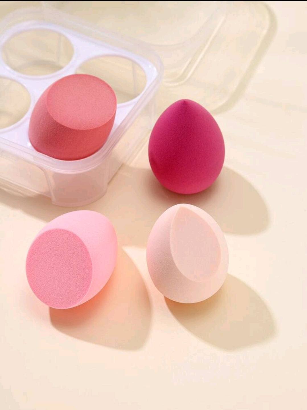 4pcs/set Makeup Sponge With Storage Box Organiser