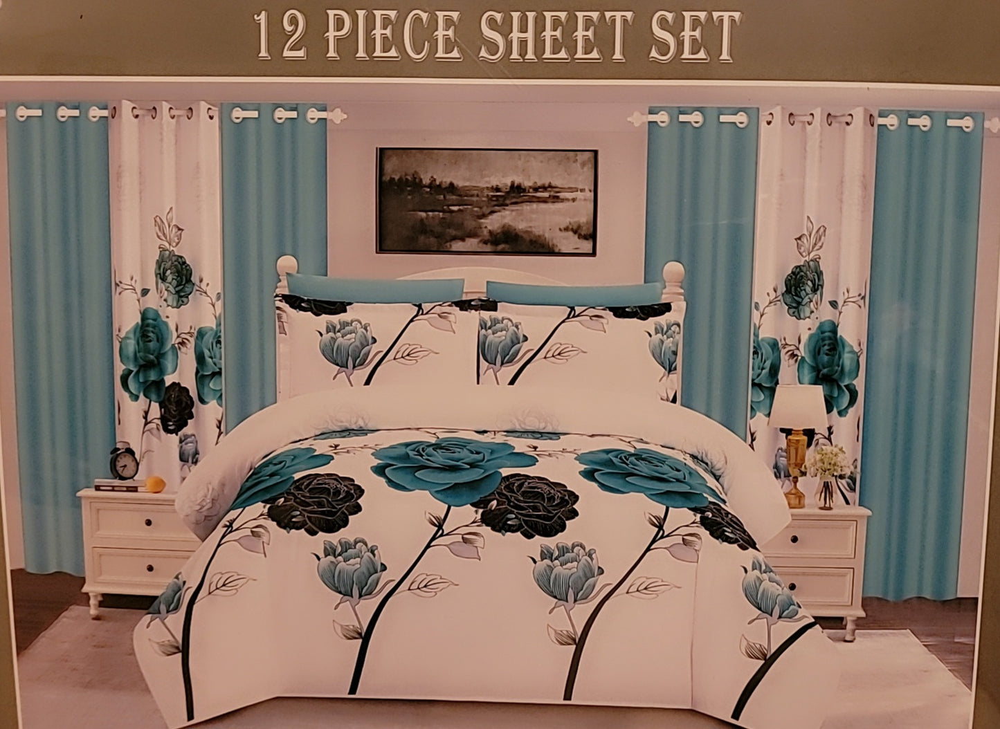 12 Pc Bedding King Size Sheet Set