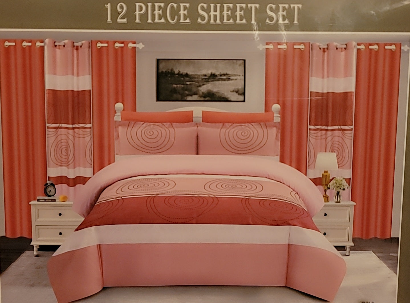 12 Pc Bedding King Size Sheet Set