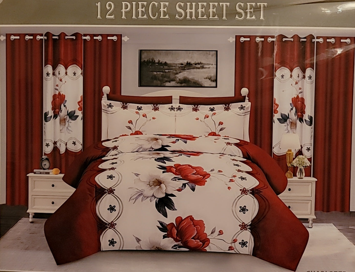 12 Pc Bedding King Size Sheet Set