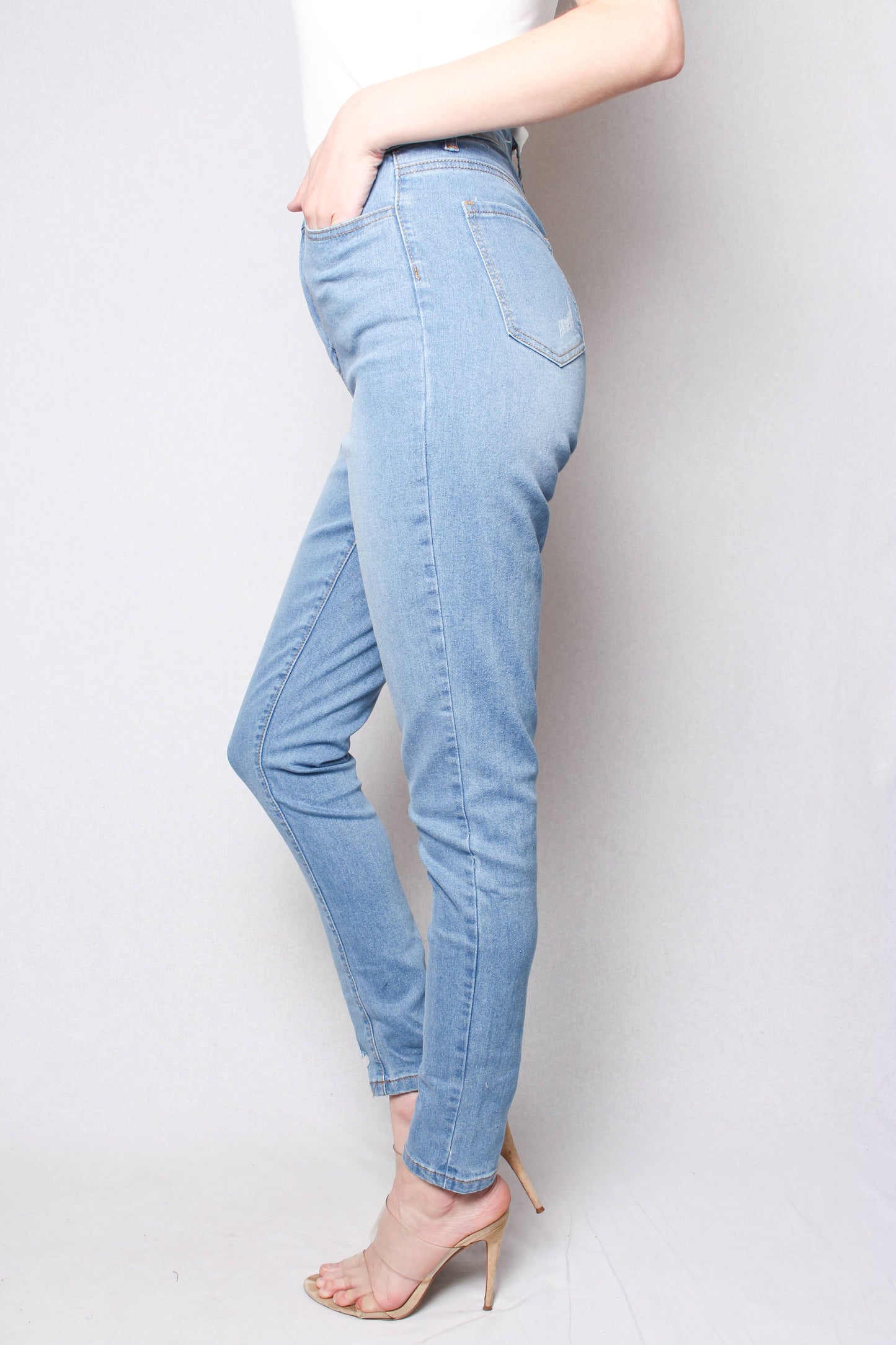 Women's High Waist Light Wash Skinny Jeans