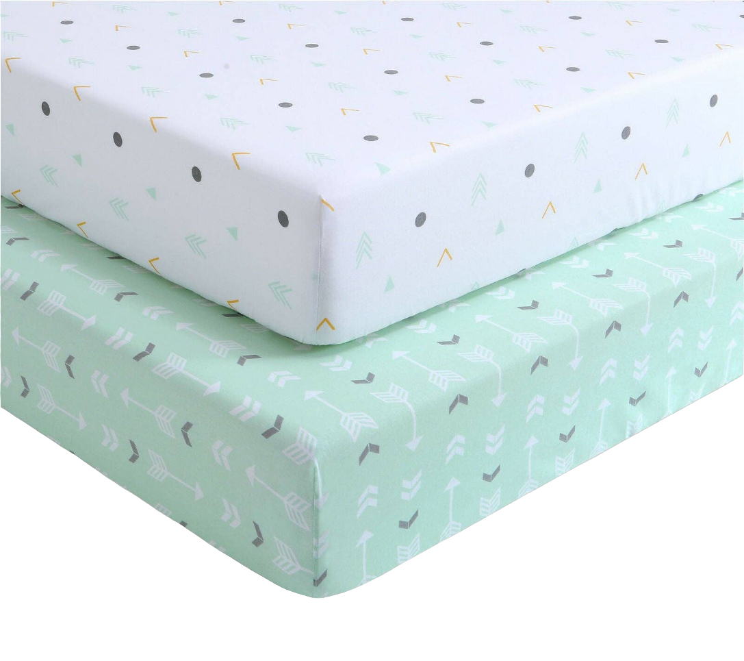 OptimaBaby 2PCS Pack Woodland Green Arrow Fitted Crib Sheets