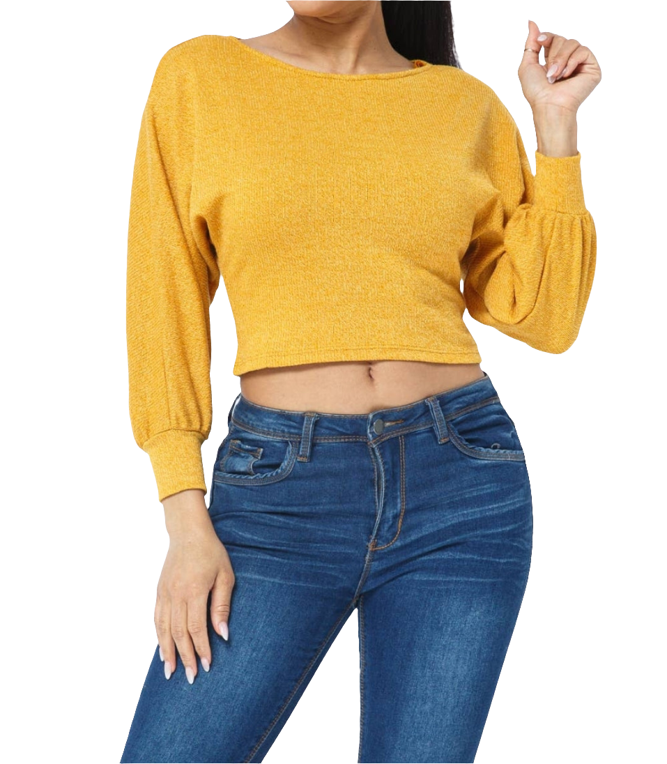 Poly Haccy Dolman Long Sleeve Crop Top