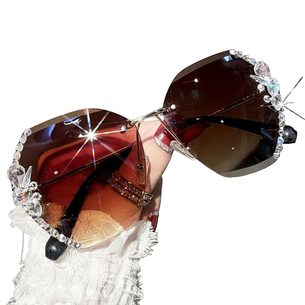 Rimless Rhinestone Women Sunglasses