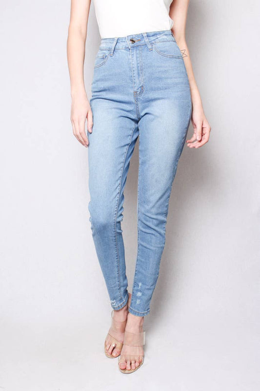 Women's High Waist Light Wash Skinny Jeans