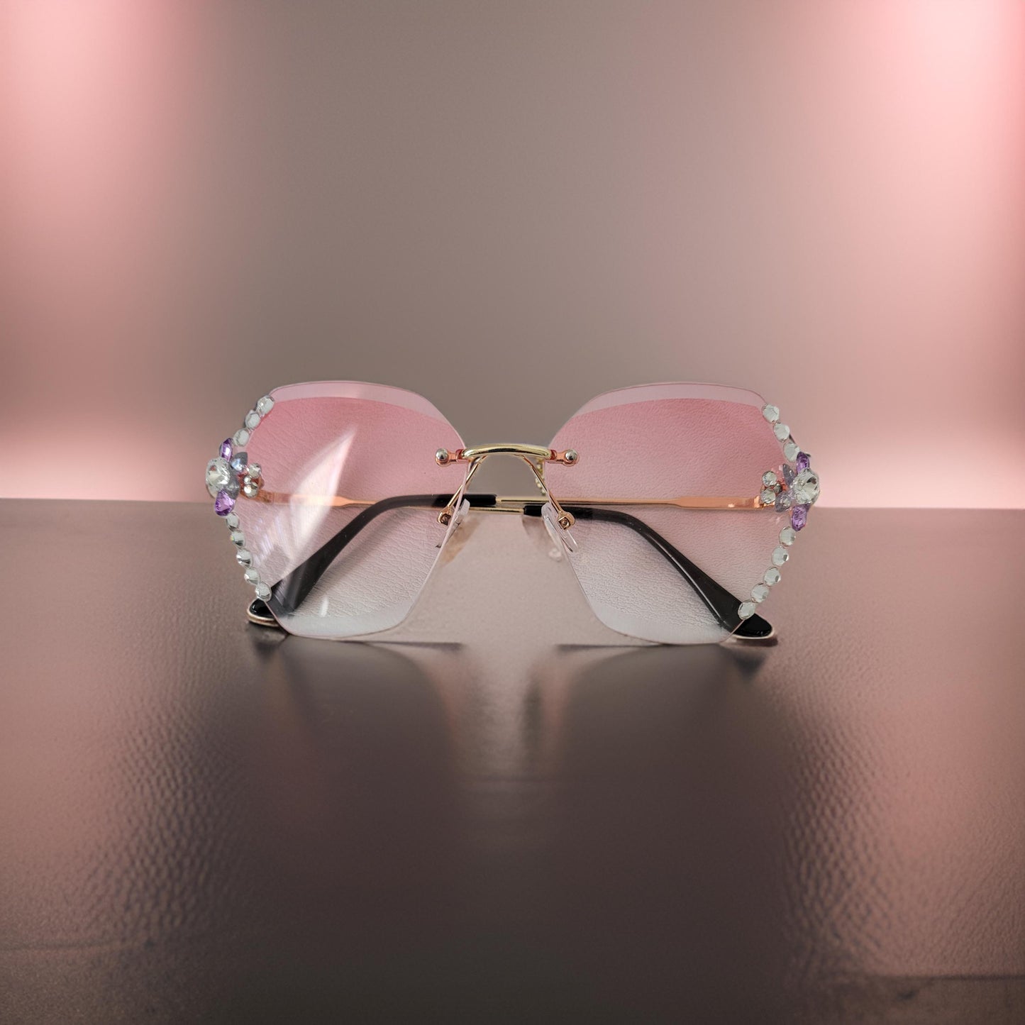 Rimless Rhinestone Women Sunglasses