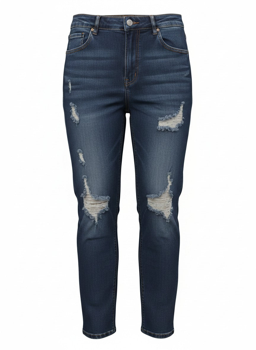Skinny Jeans for Women, Ripped Streetwear Style in Comfortable Stretchy Denim Fabric for Everyday Casual Wear