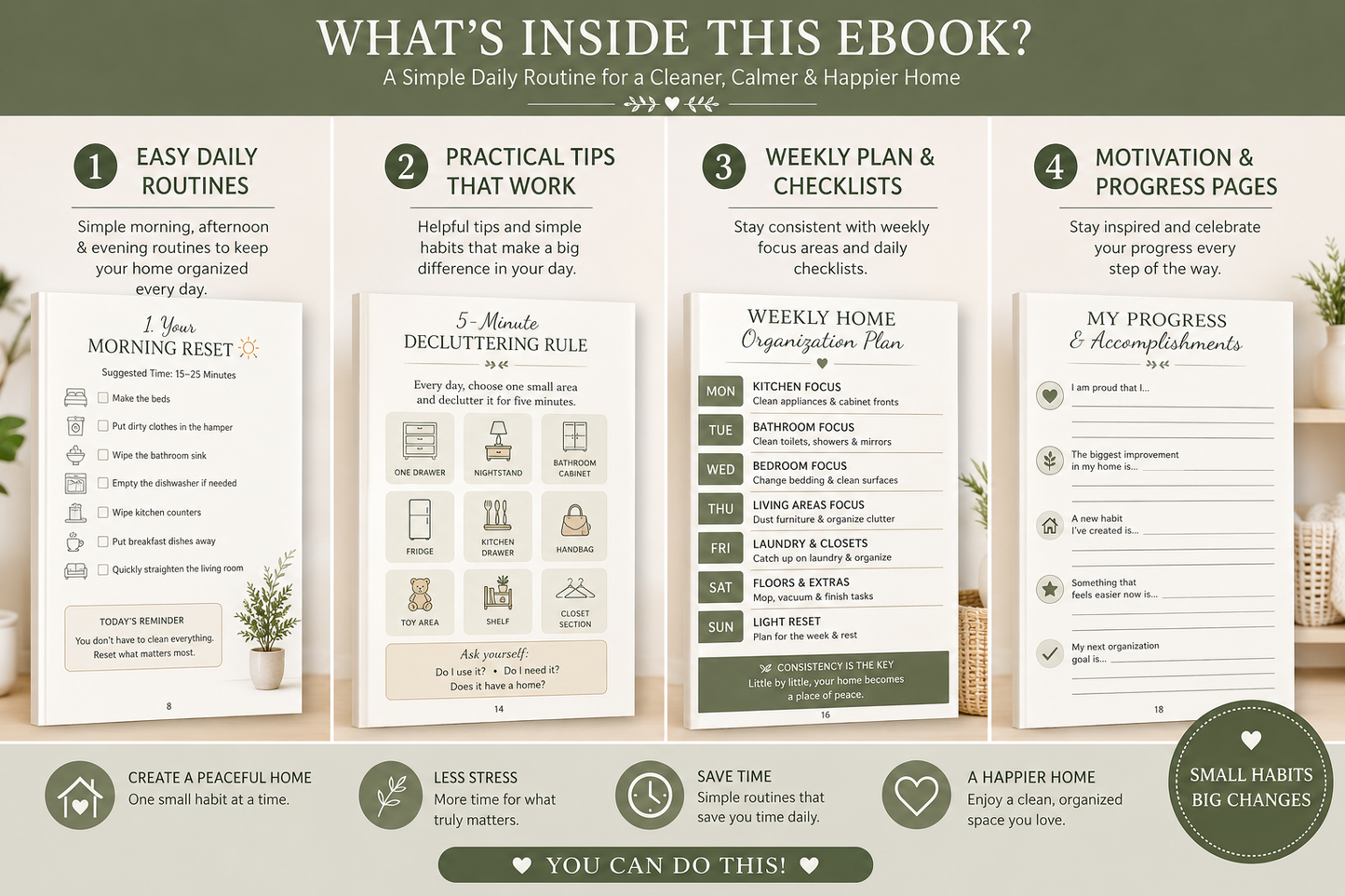 Daily Routine to Keep Your Home Organized | Home Organization Ebook & Checklist