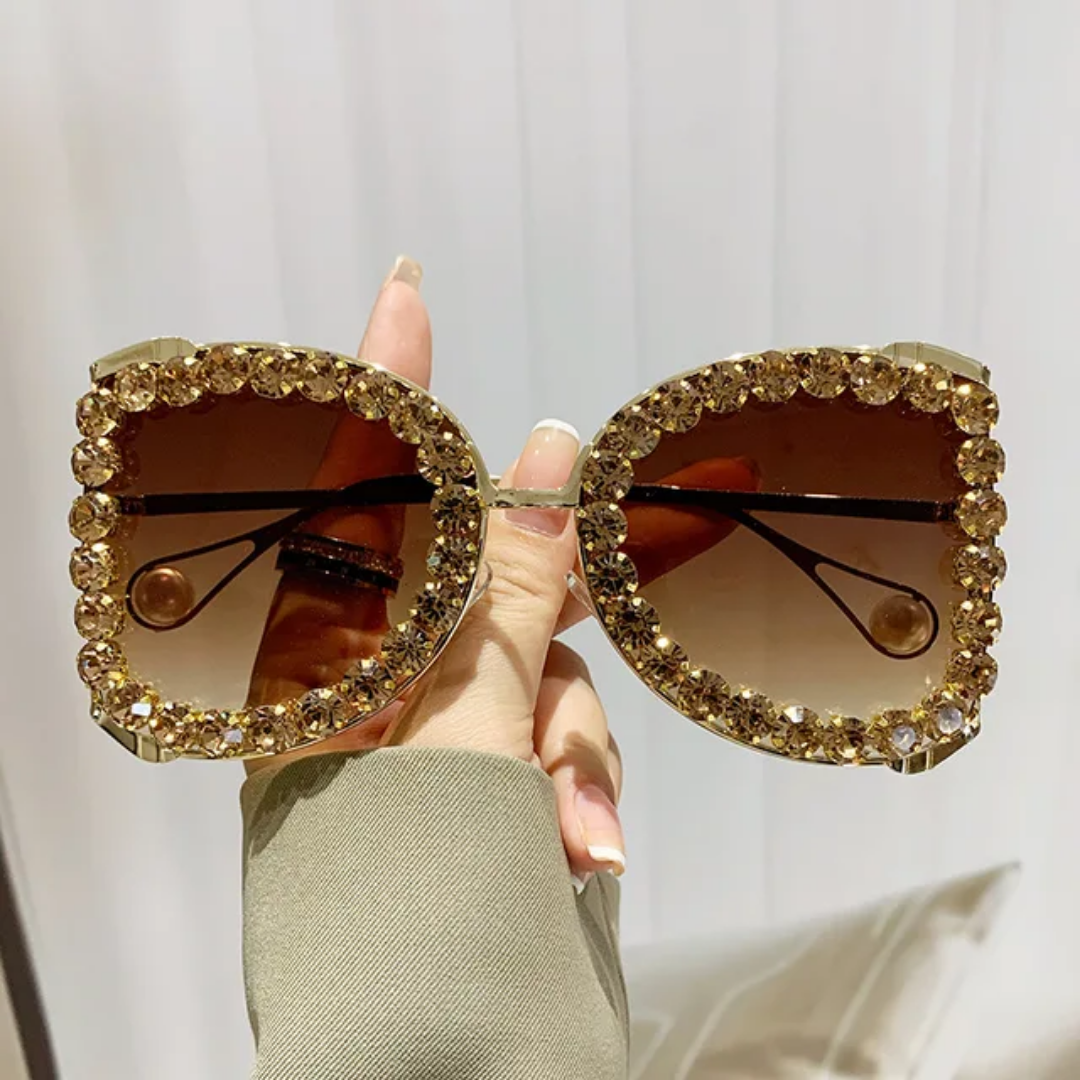 Luxury Large Frame Crystal Rhinestone Sunglasses
