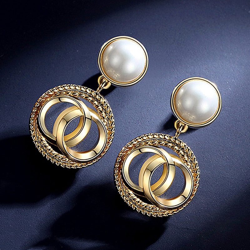 Trendy Crystal Round Pendant Drop Earrings For Women