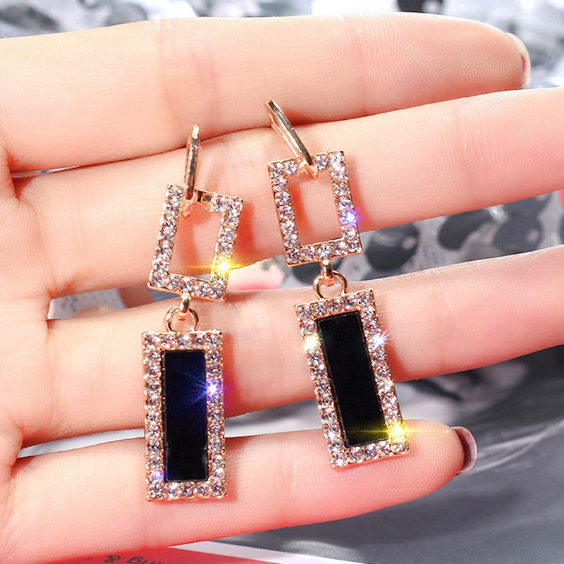 Trendy Crystal Round Pendant Drop Earrings For Women