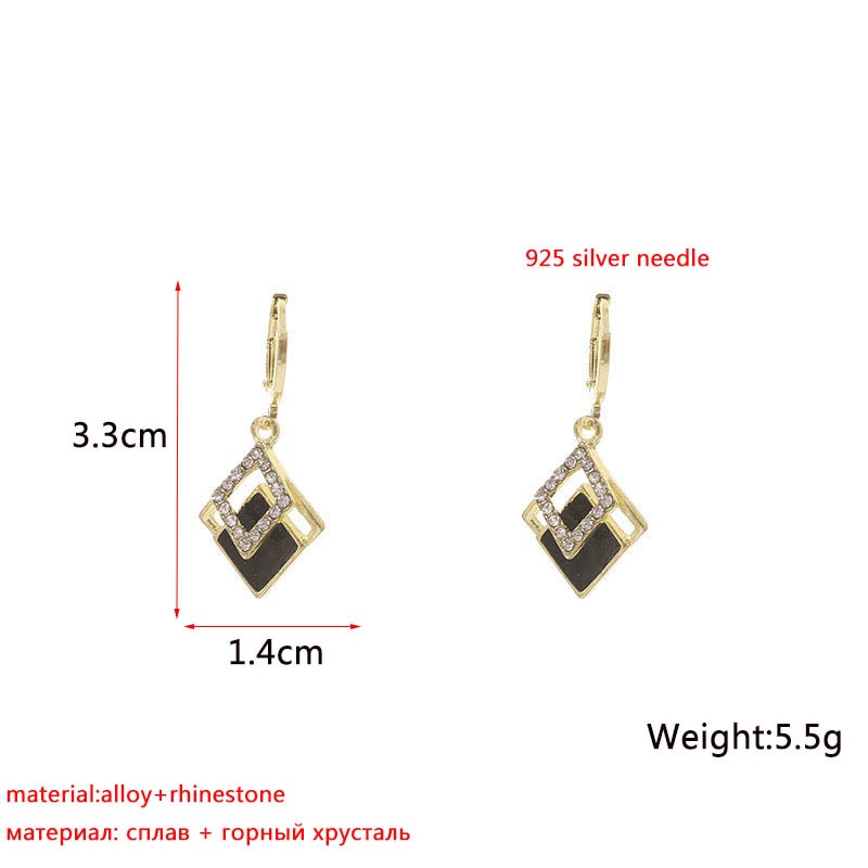 Black Rhombus Pendants Drop Earrings