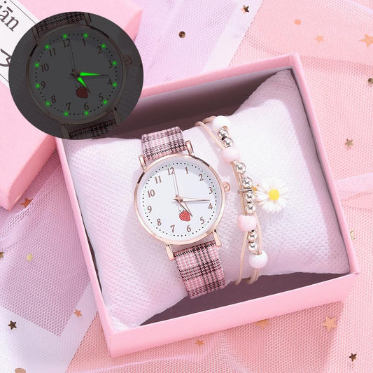 ELegant Women Leather Band Quartz Watch Fashion  Clock Bracelet